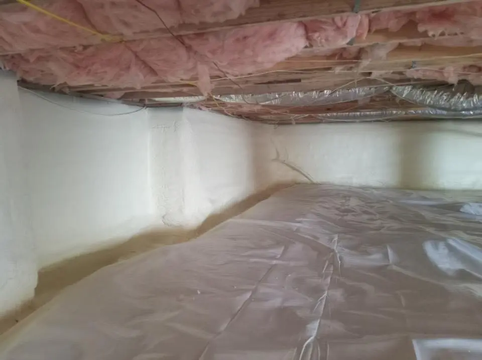 Crawl space encapsulation with closed-cell spray foam for Attic Insulation in West Springfield